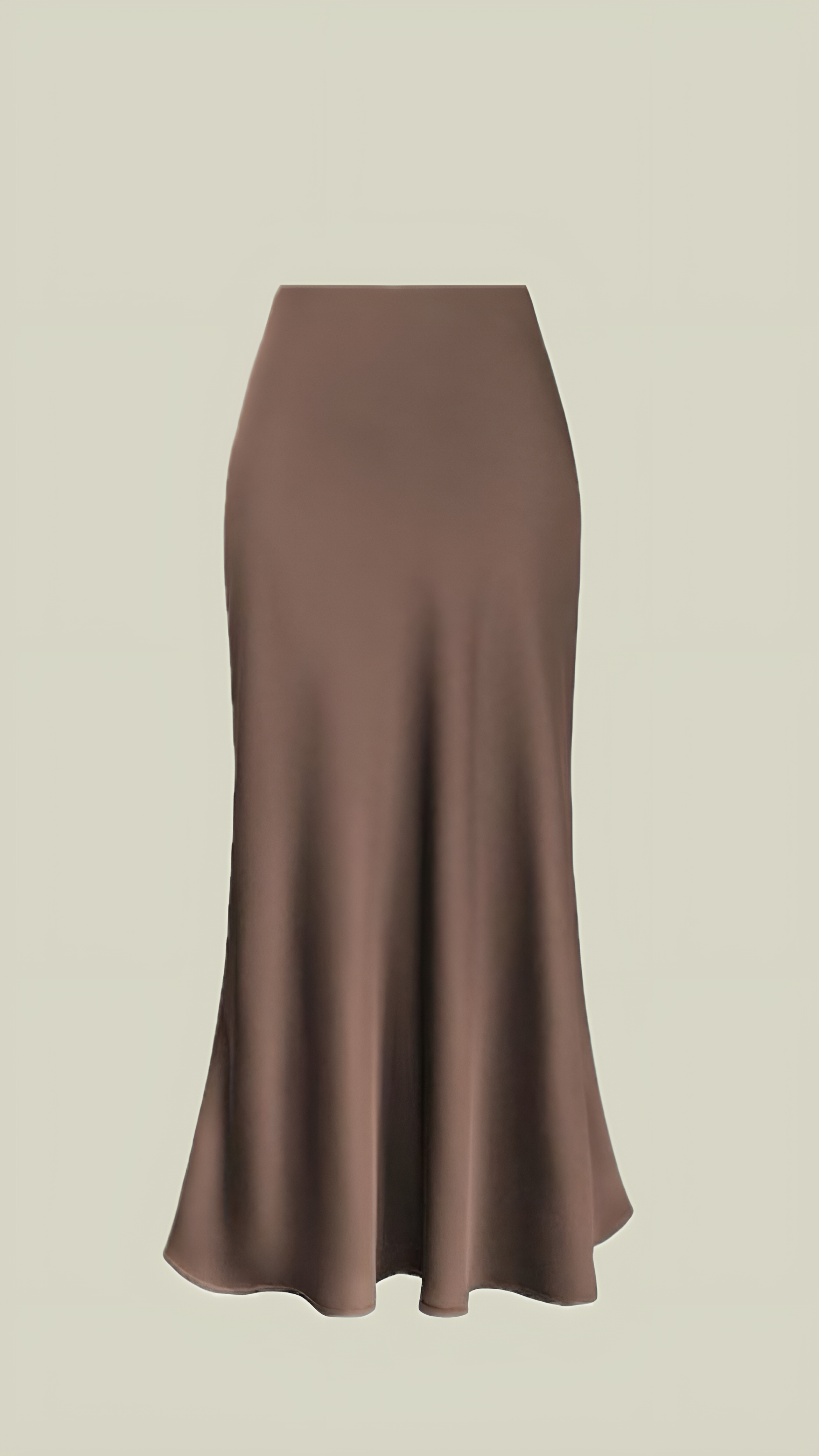 Brown Silk Midi Skirt